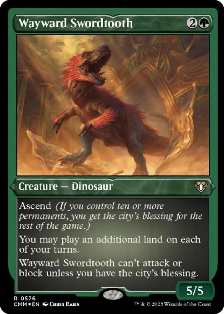 Wayward Swordtooth (Foil Etched) [Commander Masters]