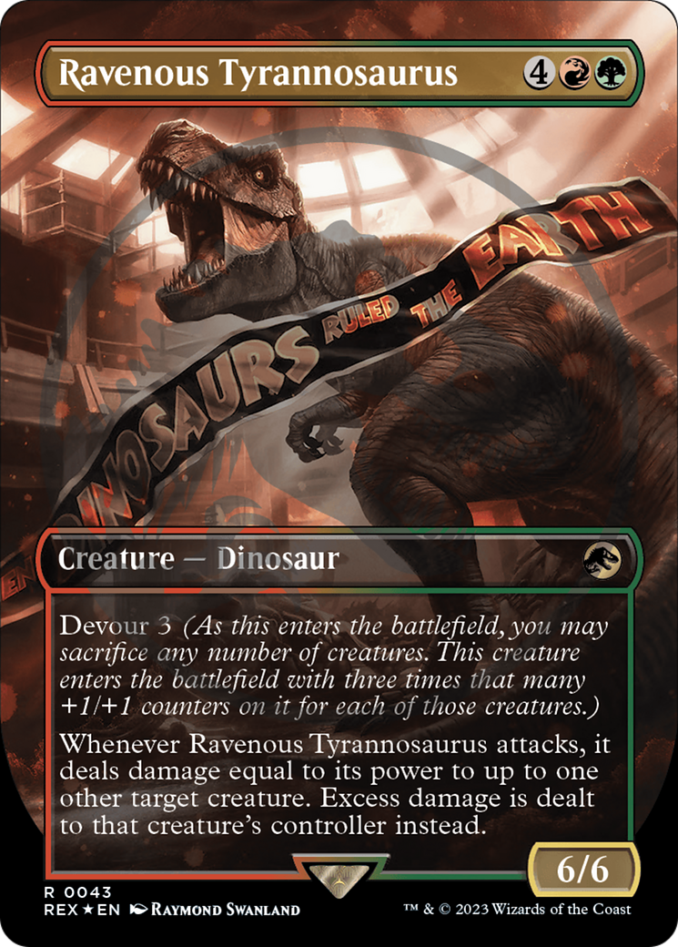 mtg jurassic world emblem cards Indominus Rex, Alpha (Emblem) (Borderless) [Jurassic World Collection  Tokens]