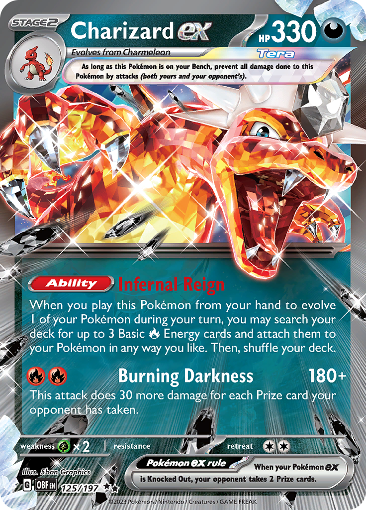 pokemon scarlet and violet obsidian flames most valuable cards Pokemon Charizard EX 215 PSA Graded