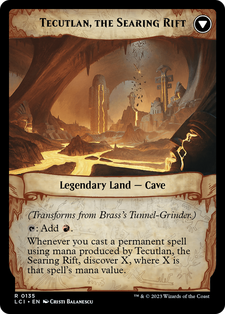 Brass's Tunnel-Grinder // Tecutlan, the Searing Rift [The Lost Caverns of Ixalan Prerelease Cards]