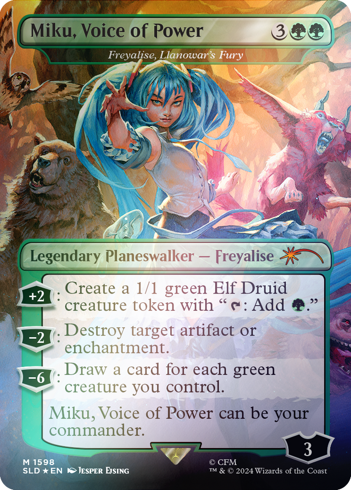 Miku, Voice of Power - Freyalise, Llanowar's Fury (Rainbow Foil) [Secret Lair Drop Series]