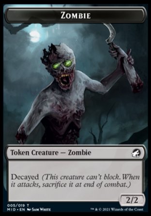 Zombie (005) // Beast (008) Double-Sided Token [Innistrad: Midnight Hunt Tokens]