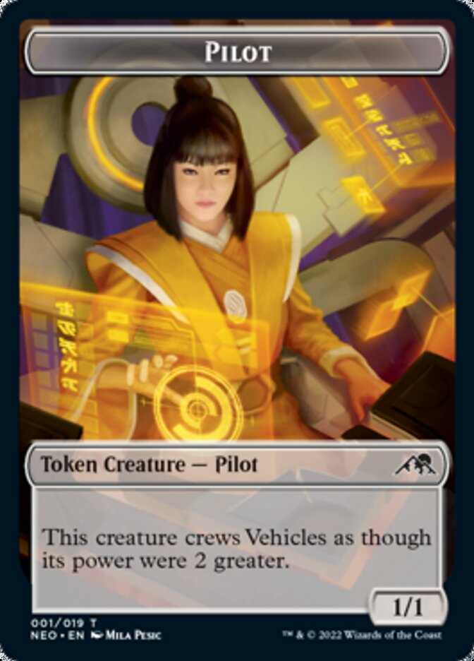 Spirit (002) // Pilot Double-Sided Token [Kamigawa: Neon Dynasty Tokens]