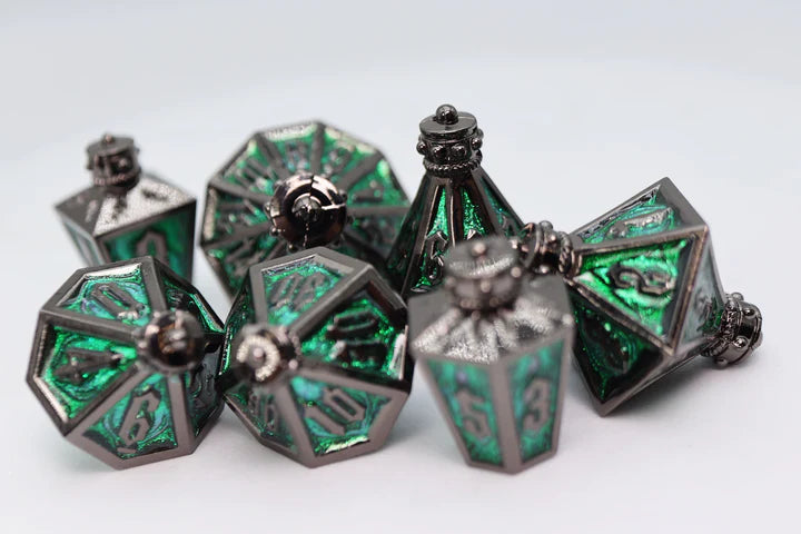 Moonlit Lantern Midnight Acidfire Metal Dice - Foam Brain