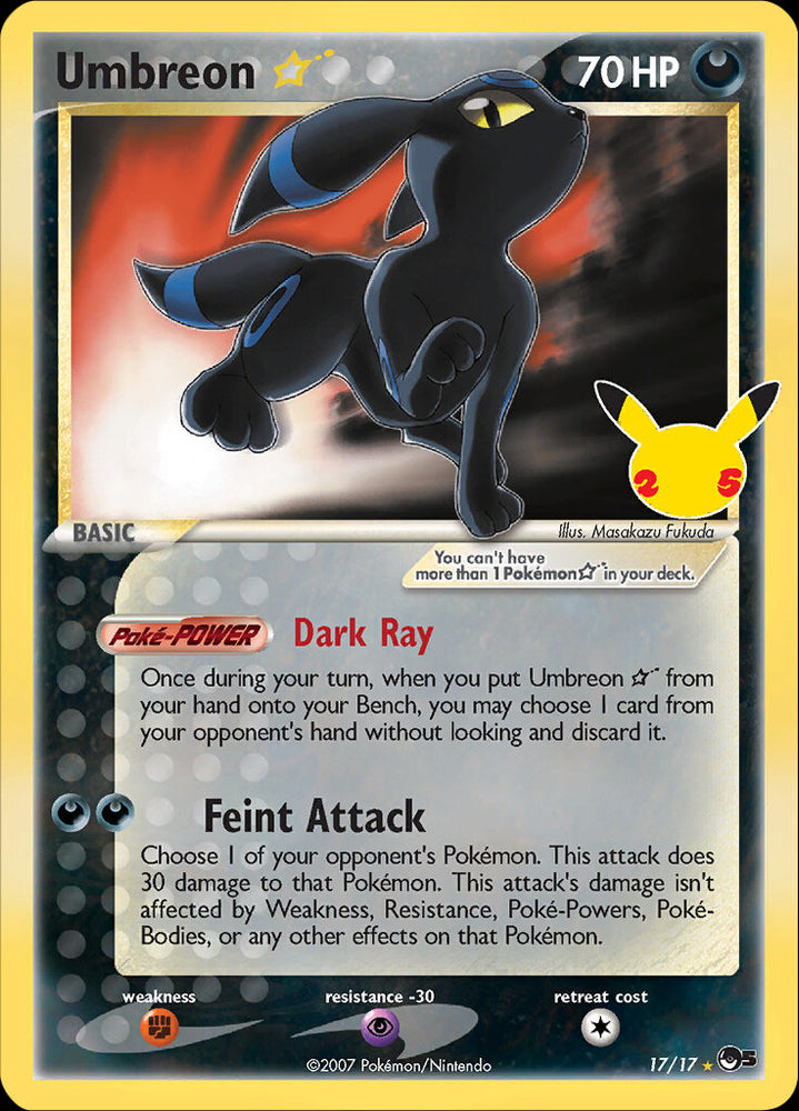 umbreon pokemon card 25th anniversary Umbreon-Gold Star (17) 2021 Celebrations Classic Collection The Pokmon 25th Anniversary Collection Umbreon Box pays homage to the fan Pokemon 25th Anniversary Celebrations Umbreon