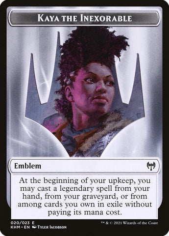 Human Warrior // Kaya, the Inexorable Emblem Double-Sided Token [Kaldheim Tokens]