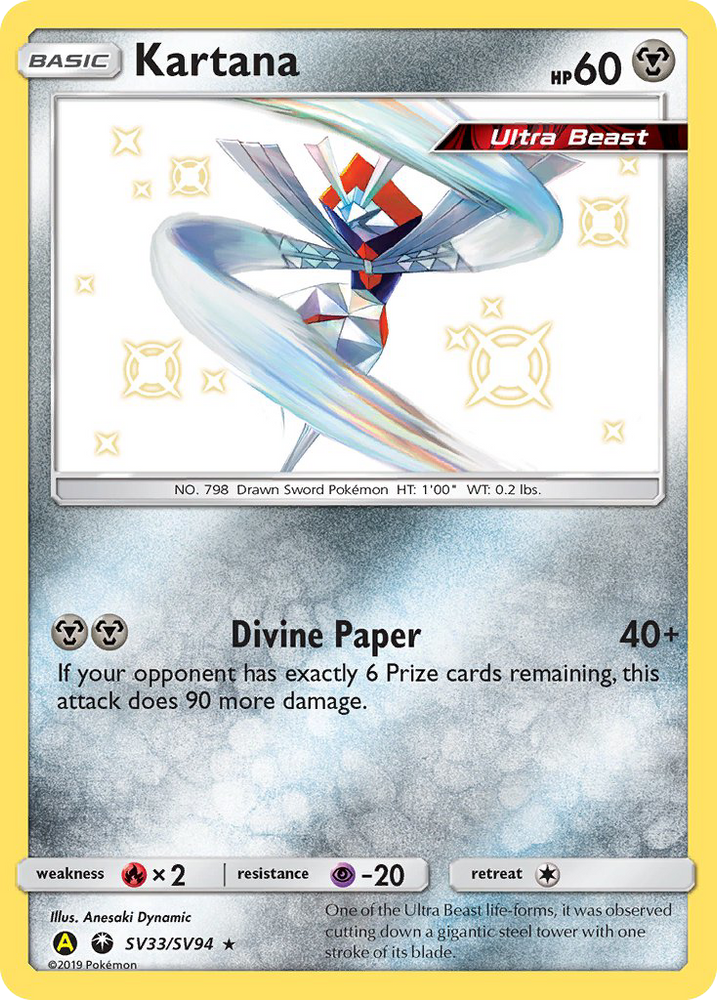 pokemon hidden fates shiny cards Kartana (SV33/SV94) [Sun & Moon: Hidden Fates