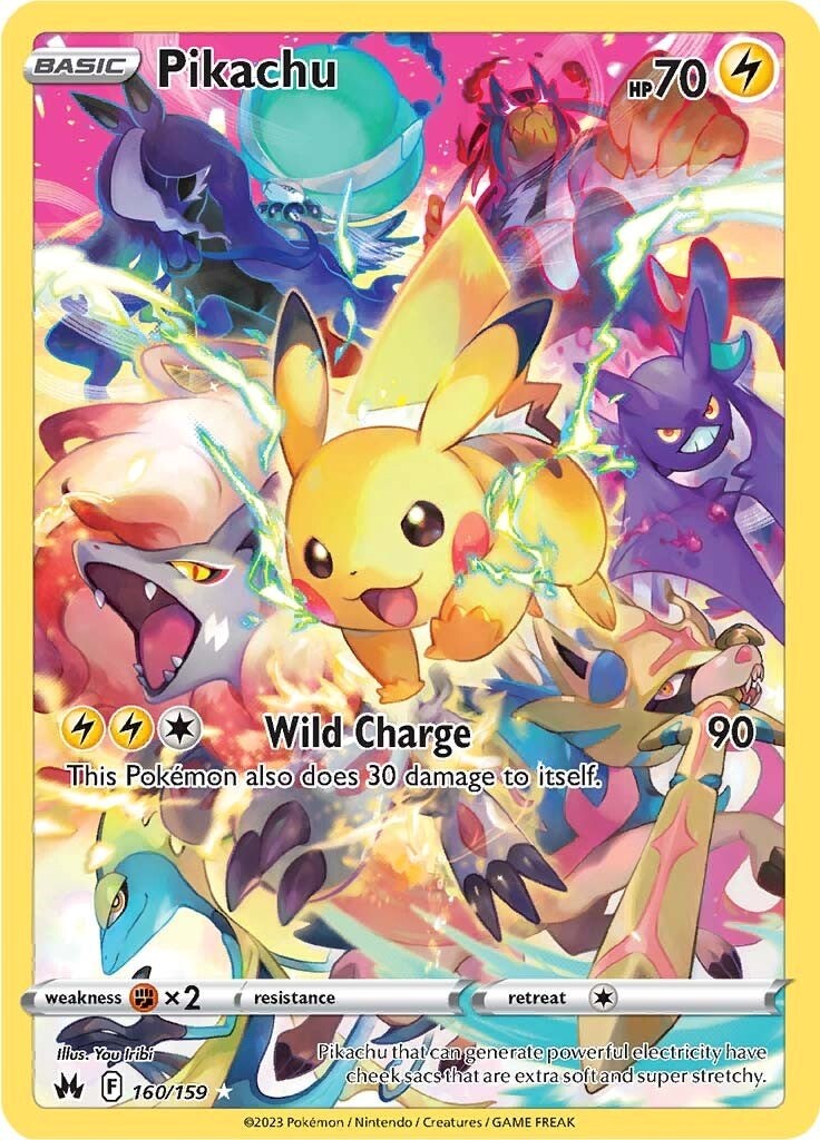 pikachu pokemon card base set Pikachu (160/159) (Secret) [Sword & Shield: Crown Zenith]