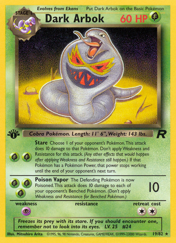 Dark Arbok (19/82) [Team Rocket 1st Edition] - Graded