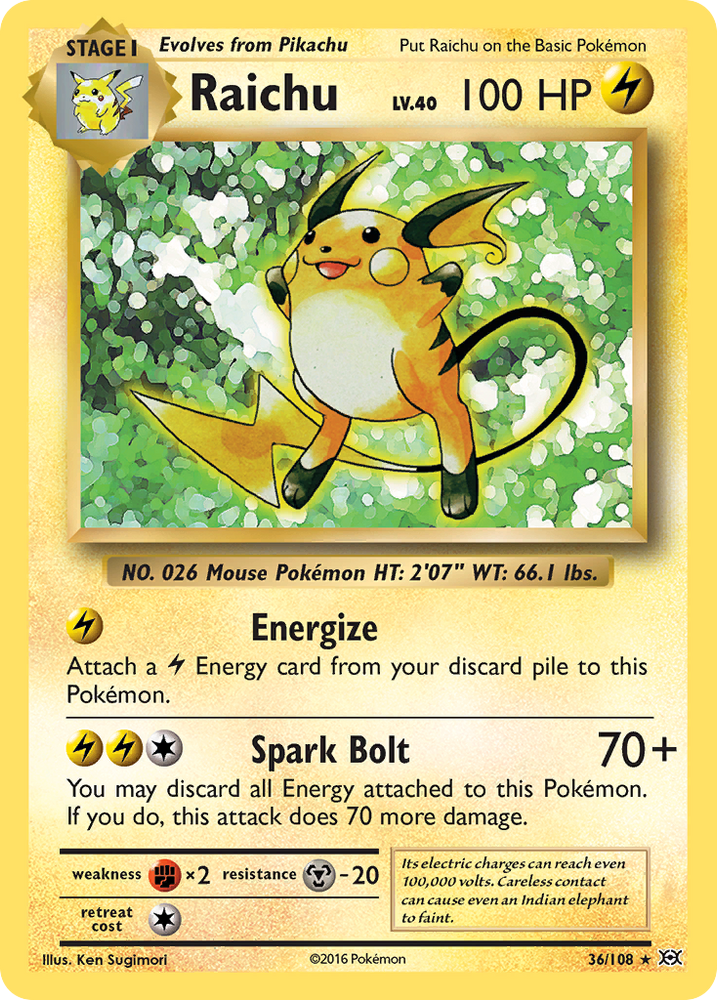 Raichu (36/108) [XY: Evolutions] - Graded