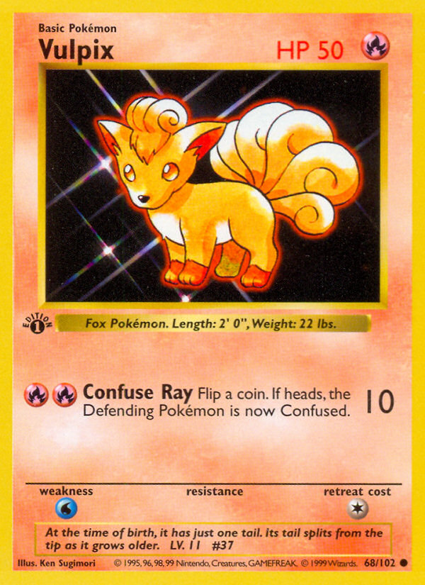 Vulpix (68/102) (Shadowless) [Base Set 1st Edition] - Graded