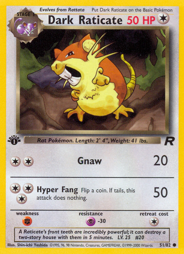 Dark Raticate (51/82) [Team Rocket 1st Edition] - Graded