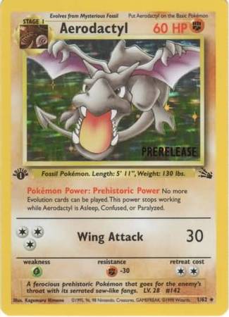 Aerodactyl (1/62) (Prerelease Promo) [Fossil 1st Edition] - Graded