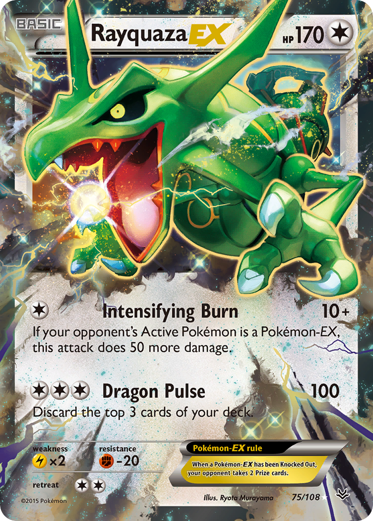 pokemon rayquaza ex card value Mega M Rayquaza EX 105/108 Roaring Skies Ultra Rare Full Art Holo Pokemon Card