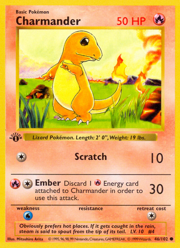 Charmander (46/102) (Shadowless) [Base Set 1st Edition] - Graded