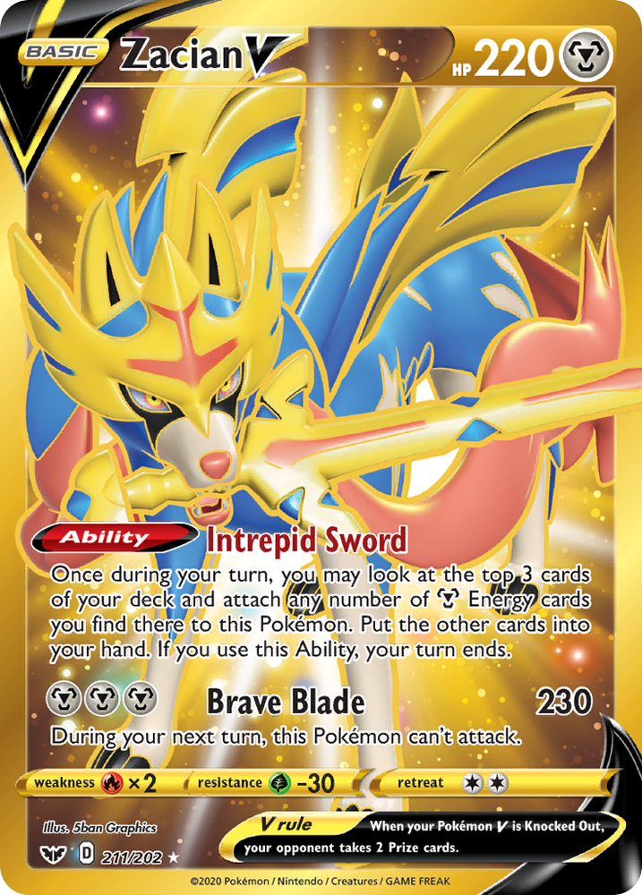 Zacian V (211/202) [Sword & Shield: Base Set] - Graded