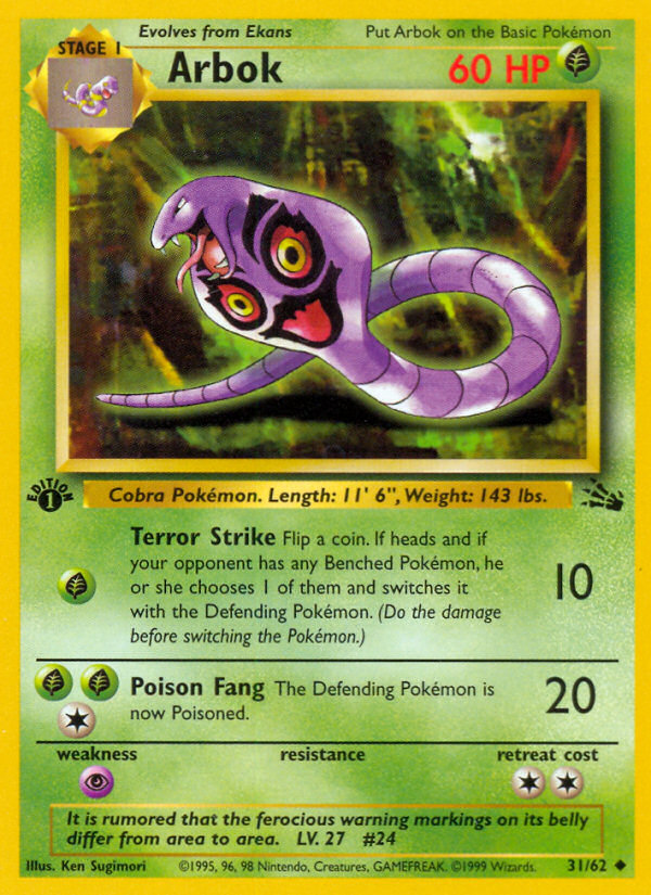 Arbok (31/62) [Fossil 1st Edition] - Graded