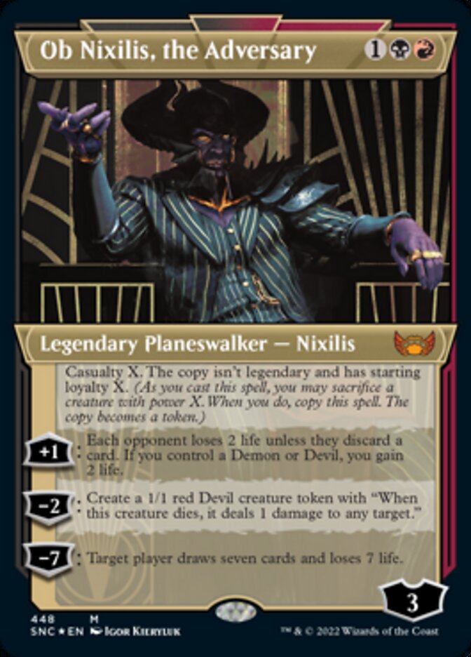 Ob Nixilis, the Adversary (Showcase Art Deco Foil Etched) [Streets of New Capenna]