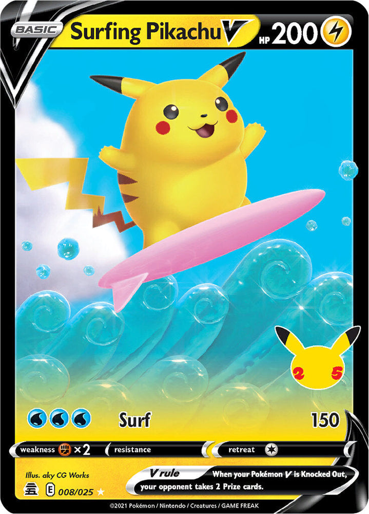 Surfing Pikachu V (008/025) [Celebrations] - Graded