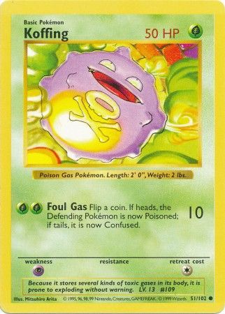 Koffing (51/102) [Base Set (Shadowless)] - Graded