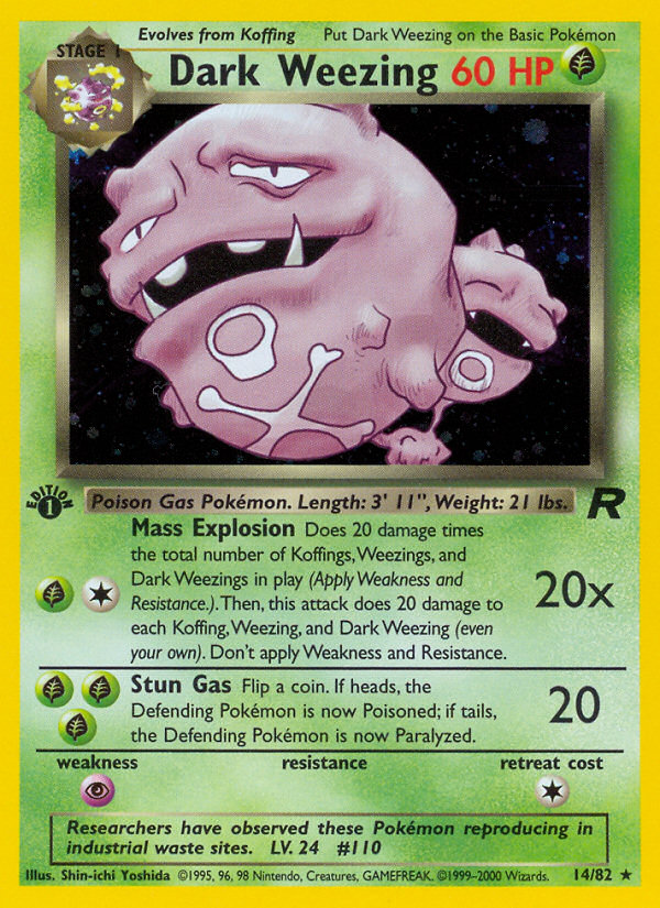 Dark Weezing (14/82) [Team Rocket 1st Edition] - Graded