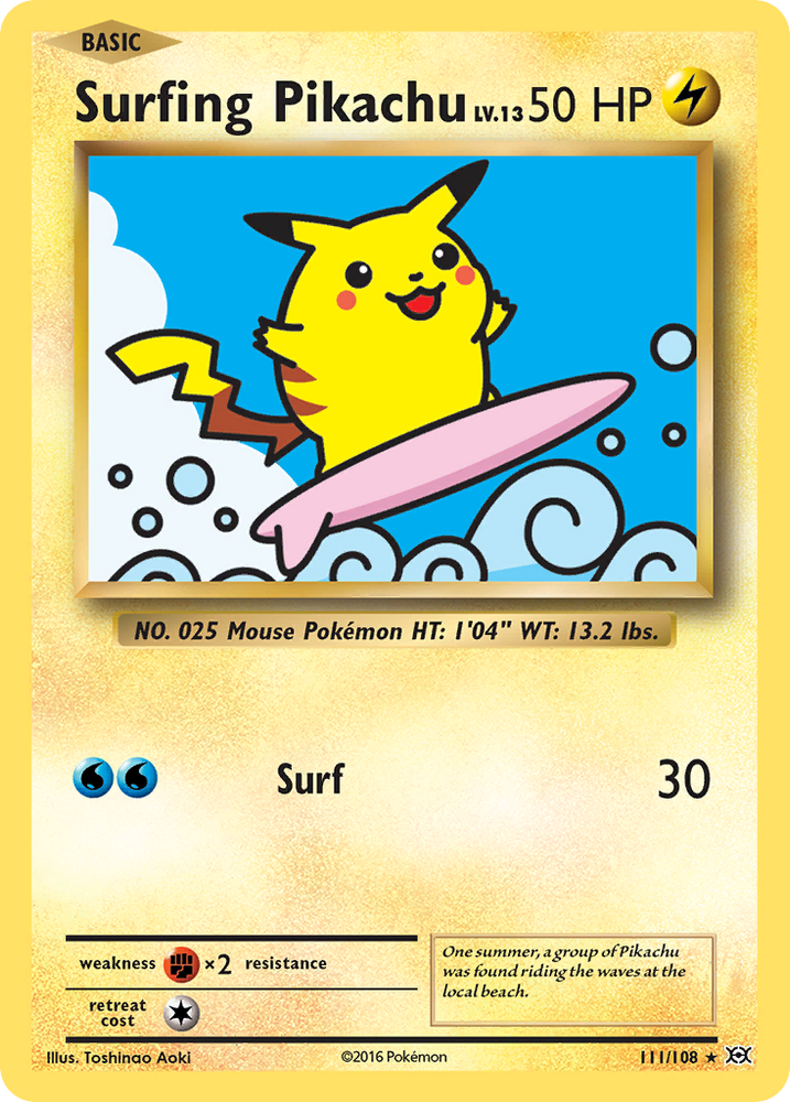 Surfing Pikachu (111/108) [XY: Evolutions] - Graded