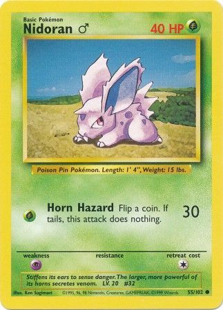 Nidoran (55/102) (Male) [Base Set Unlimited] - Graded