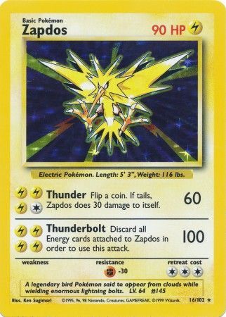 Zapdos (16/102) [Base Set] - Graded