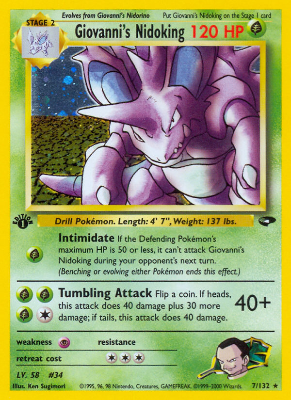 Giovanni's Nidoking (7/132) [Gym Challenge 1st Edition] - Graded