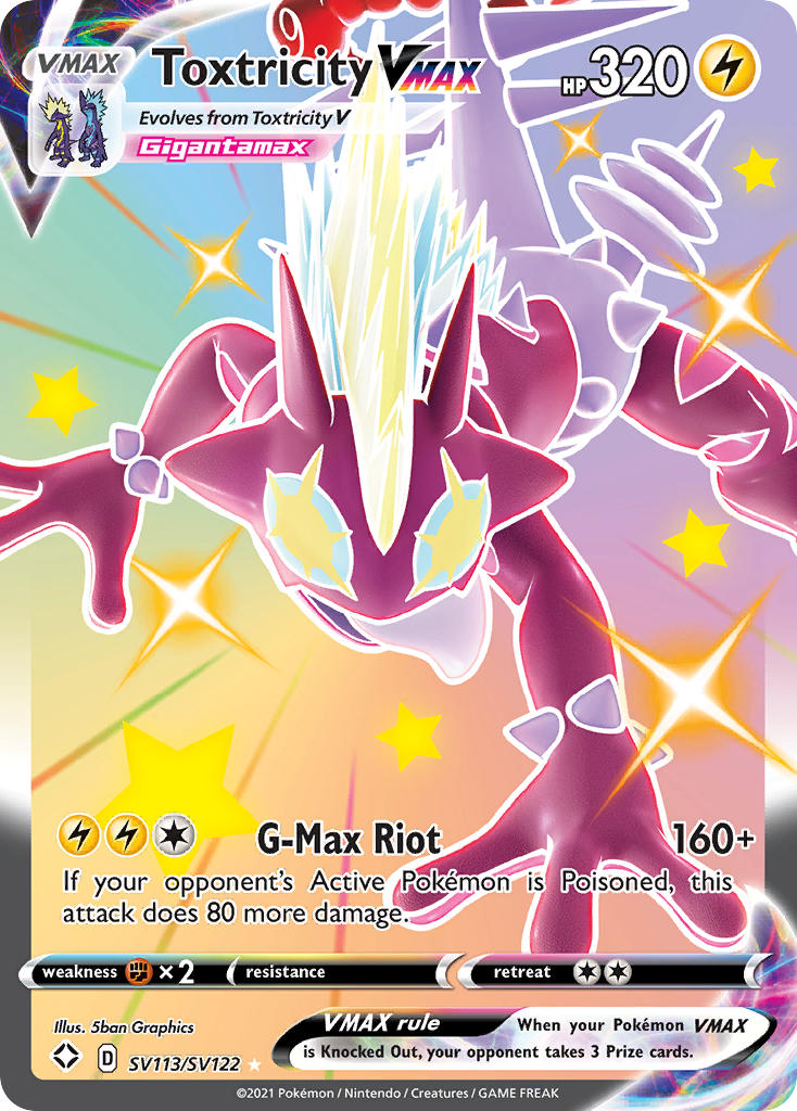 toxtricity pokemon card fusion strike Toxtricity VMAX (SV113/SV122) [Sword & Shield: Shining Fates]