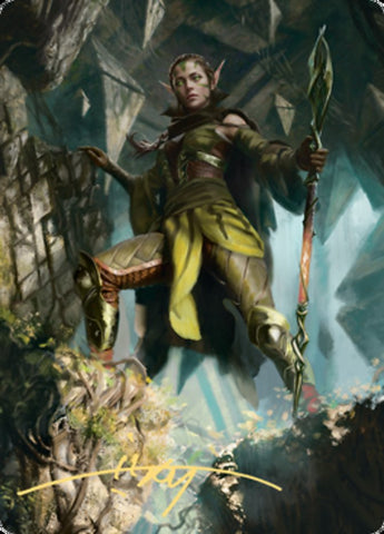 Nissa of Shadowed Boughs 1 Art Card (Gold-Stamped Signature) [Zendikar Rising Art Series]