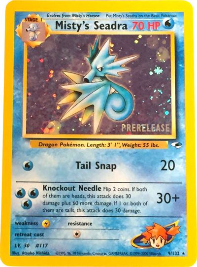 Misty's Seadra (9/132) (Prerelease Promo) [Gym Heroes Unlimited] - Graded