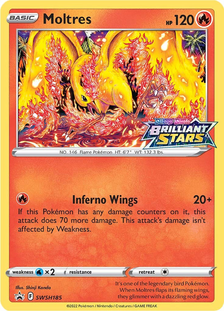 Moltres (SWSH185) (Prerelease Promo) [Sword & Shield: Black Star Promos] - Graded