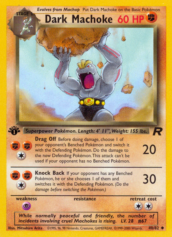 Dark Machoke (40/82) [Team Rocket 1st Edition] - Graded