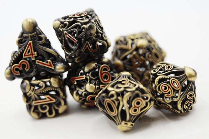 Bronze Mind Eater Hollow Metal Dice - Foam Brain