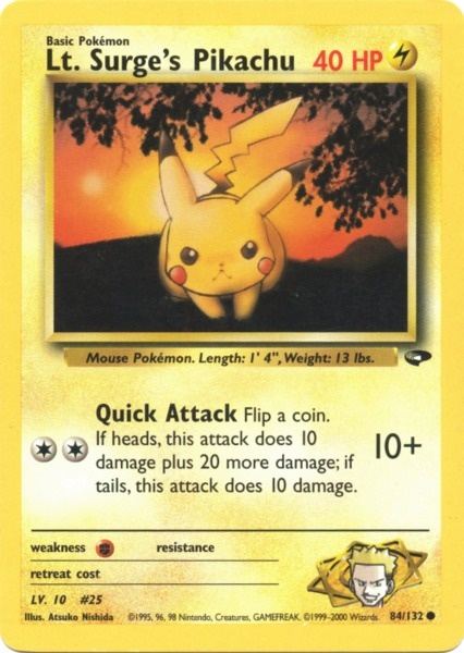 Lt. Surge's Pikachu (84/132) [Gym Challenge] - Graded