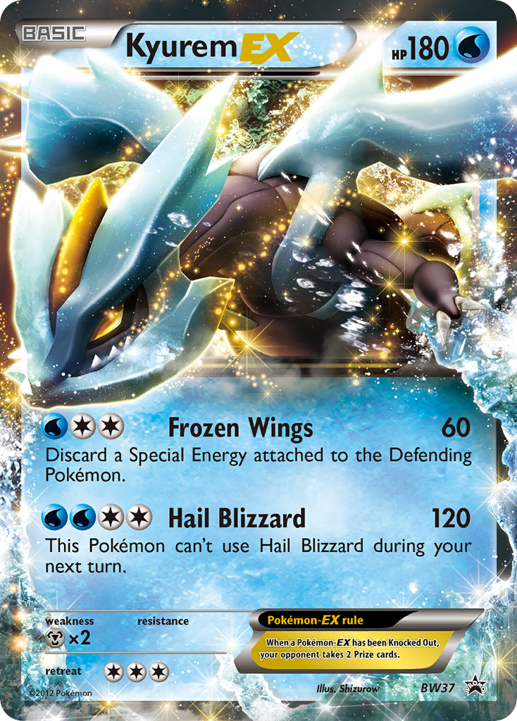 white kyurem pokemon card EX (BW37) [Black & White: Black Star Promos] Rare Retreat cost Pokemon Black and White Legendary