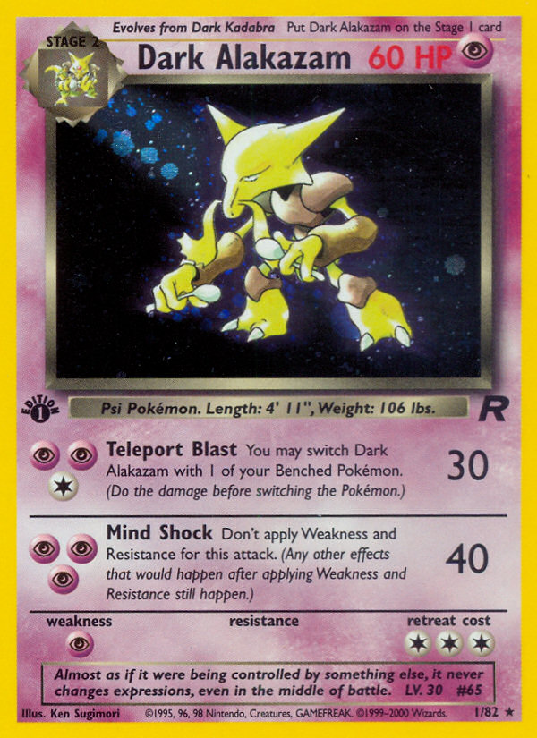 Dark Alakazam (1/82) [Team Rocket 1st Edition] - Graded