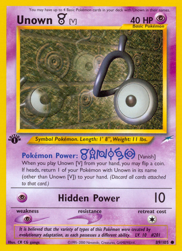 Unown [V] (89/105) [Neo Destiny 1st Edition] - Graded