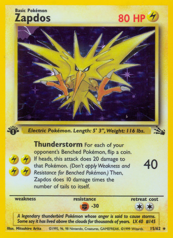 Zapdos (15/62) [Fossil 1st Edition] - Graded