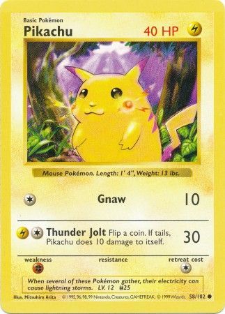 Pikachu Red Cheeks (58/102) [Base Set (Shadowless)] - Graded