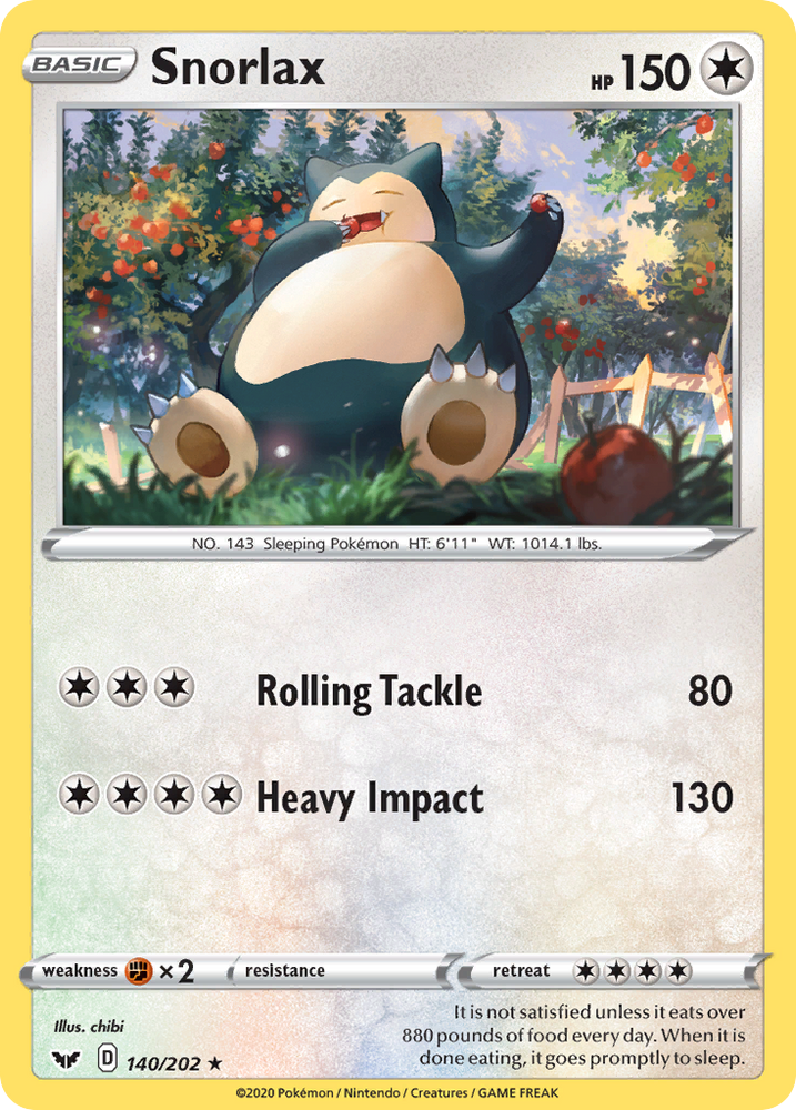 Snorlax (140/202) [Sword & Shield: Base Set] - Graded
