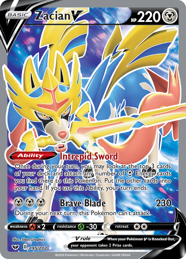 Zacian V (195/202) [Sword & Shield: Base Set] - Graded